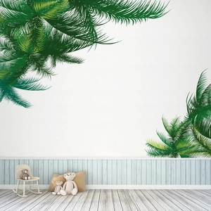 Fresh tropical green palm leaves wall decals for Nordic bedroom and living room decor