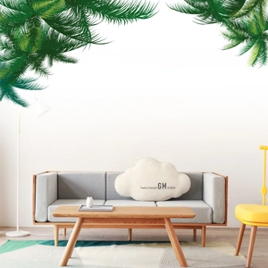 Green Tropical Palm Leaves Wall Stickers PVC Removable Plant Wall Decals For Living Room Bedroom Office Home Decor