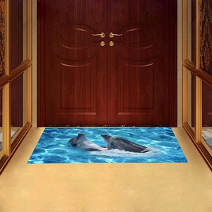 Tapis de sol 3D moderne dauphin bleu utilisé comme tapis décoratif pour salon et couloir