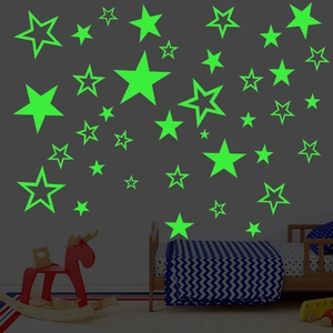 Luminous star wall stickers with solid and hollow designs for glowing bedroom decoration