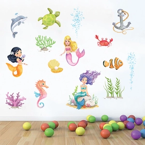 Stickers muraux sirène lumineuse fluorescente pour décoration chambre d'enfant