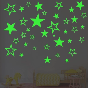 Luminous glow in the dark star wall stickers for kids bedroom decor in night light setting