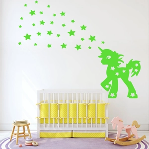 Stickers muraux licorne et étoiles lumineuses pour décoration de chambre d'enfant