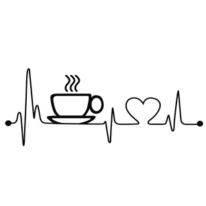 Minimalist black coffee heart heartbeat wall sticker for kitchen and dining decor