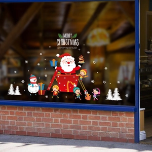 Détail de stickers électrostatiques de Noël avec Père Noël et bonhomme de neige