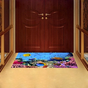 3D ocean theme floor sticker with sea turtles and tropical fish for living room decor
