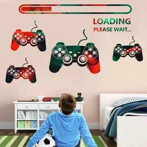 Bunte Gaming-Controller Wandaufkleber mit Loading-Text für das Kinderzimmer