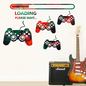 Bunte Gaming-Controller Wandaufkleber mit Ladebalken für Wohnzimmerdekoration