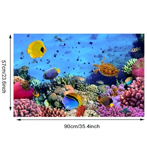3D ocean wall sticker with tropical fish and sea turtles measuring 90cm by 57cm