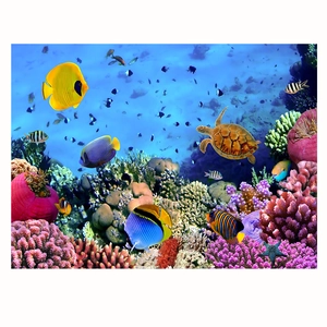 3D ocean wall sticker featuring colorful sea turtles and coral reef for home decoration