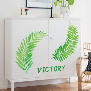 Modern Nordic tropical green palm leaf wall decals with victory text for home decor