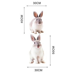 Detailed size specifications for cute grey bunny rabbit PVC wall stickers in 40cm and 50cm