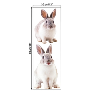 Vertical wall sticker set featuring two cute grey rabbits with 30cm by 90cm dimensions