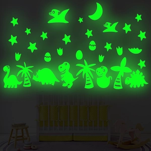 Luminous Dinosaur World Cartoon Wall Stickers Glow In The Dark PVC Green Wall Decals For Kids Room Bedroom Home Decor