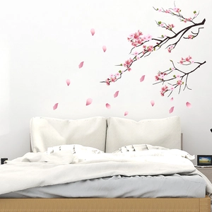 Removable cherry blossom branch wall decals for bedroom and nursery wall decoration