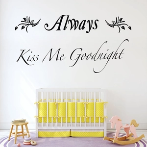 Always Kiss Me Goodnight Quote Wall Sticker PVC Removable Waterproof Decal For Bedroom Nursery Home Decor Artistic Mural