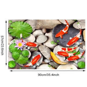 Sticker sol bassin carpes koi 3D dimensions 90cm x 57cm pour décoration intérieure