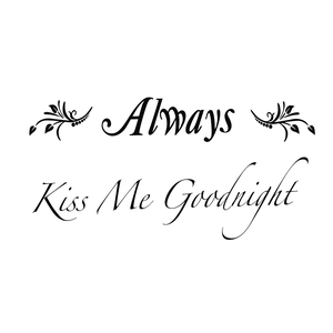 Always Kiss Me Goodnight wall sticker with leaves for bedroom decor in black
