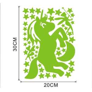 Glow in the dark unicorn and fairy wall stickers set with 30cm by 20cm dimensions