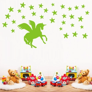 Leuchtende Wandaufkleber mit Einhorn und Sternen für Kinderzimmer-Dekorationen