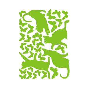Glow in the dark cat and butterfly wall stickers in bright green for home decor