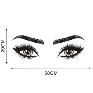 Detailed dimension drawing showing 58cm by 20cm size of eyes wall art sticker decal