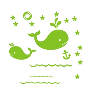 Glow in the dark cartoon whale and stars wall stickers for home decoration