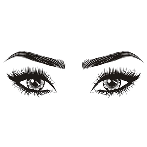 Minimalist wall decal featuring elegant female eyes with long lashes and eyebrows