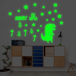Luminous glow in the dark cartoon dinosaur wall stickers for children bedroom decor