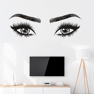 Artistic Beauty Eyes Eyelashes Wall Sticker Removable PVC Decal For Bedroom Living Room Beauty Salon Modern Minimalist DIY Wall Art