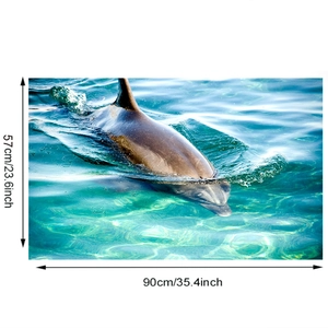Détail des dimensions du sticker dauphin mesurant 90 cm de large par 57 cm de haut
