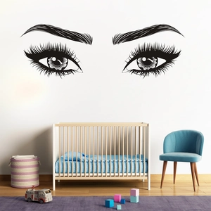 Chic black female eyes eyelashes wall decal for modern bedroom or beauty salon decor