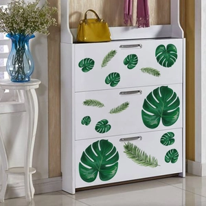 Self-adhesive tropical green leaf wall stickers for modern Nordic style furniture decor