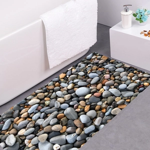 Tapis de bain 3D aux galets avec texture antidérapante pour décor de salle de bain