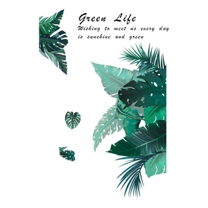 Nordic tropical green leaf wall stickers with monstera and palm leaves for home decor