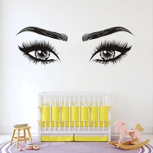 Creative eye pattern wall sticker for bedroom decor with long eyelashes design