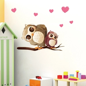 Cartoon owl on tree branch wall stickers for kids room nursery wall decoration