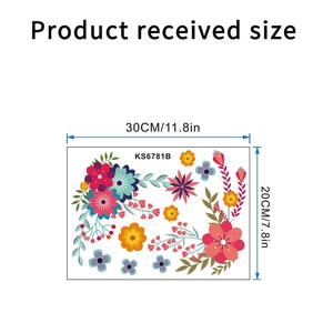 Dimensions du sticker mural fleuri 30x20 cm pour KS6781B autocollants de fleurs colorés