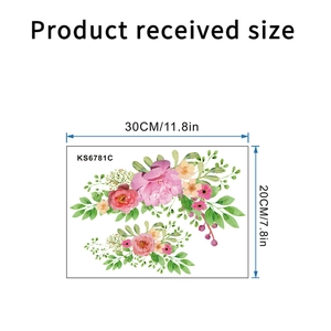 Guide des tailles stickers fleurs roses étanches KS6781C, autocollants 30x20cm