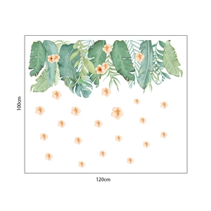 Plan détaillé des dimensions du sticker mural plantes tropicales 100cm x 120cm
