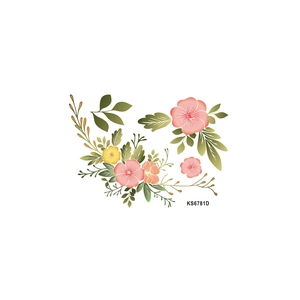 Gros plan d'un autocollant floral étanche pour toilettes avec fleurs roses et jaunes