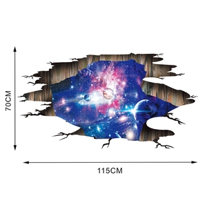 3D space wall sticker showing galaxy and planets with 115x70cm size dimensions