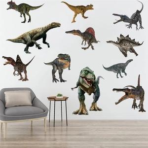 Realistic dinosaur wall stickers set with T-Rex and Pterosaur for kids bedroom decor