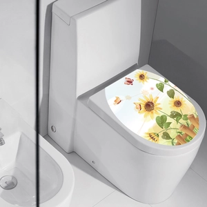 Sunflower and butterfly waterproof bathroom toilet cover decal sticker for home decor