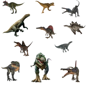 Realistic dinosaur toy set including T-Rex and Stegosaurus figures for kids room decor