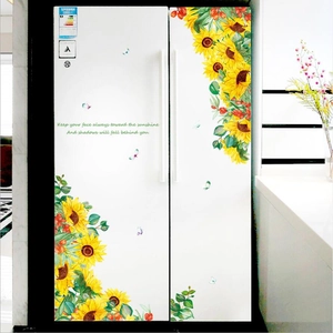 Sunflower wall decals with butterfly accents and inspirational quotes for home decor