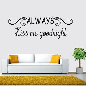 Decorative Kiss Me Goodnight black wall sticker for minimalist living room decor