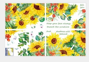 Detailed sheet of sunflower wall stickers with vibrant butterflies and inspirational quotes
