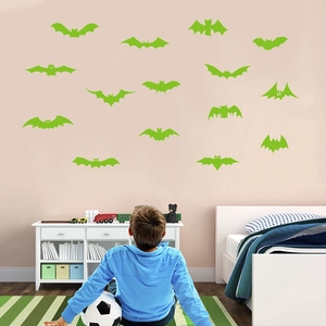 Luminous green bat wall stickers set for children's room Halloween decoration