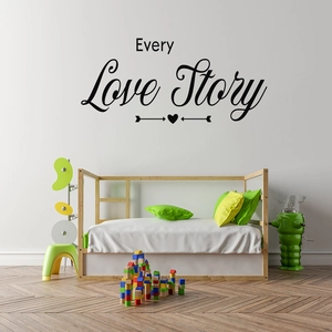 Every Love Story Sticker Mural en PVC Amovible DIY Citation pour Salon Chambre à Coucher Art Moderne Décoration Maison Noir